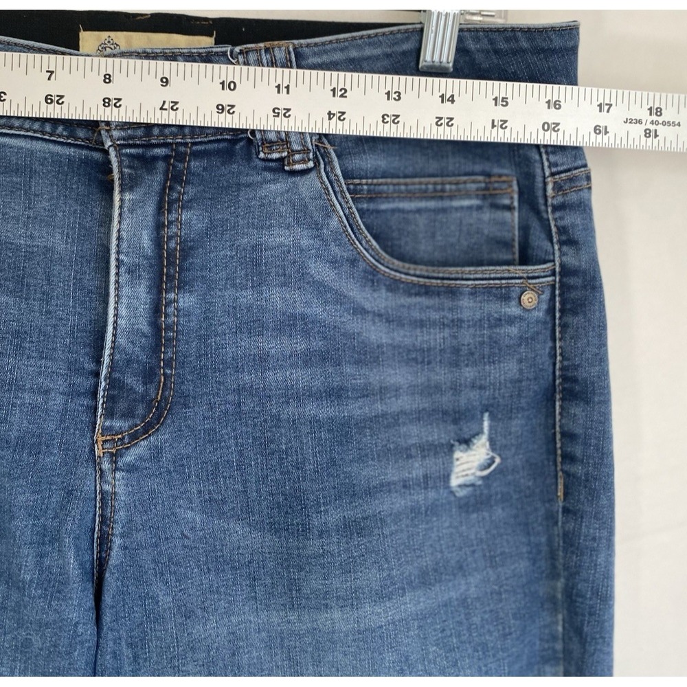 Democracy Ab Technology Jeans Size 10 Blue Straight Leg Raw Hem Distressed - Picture 4 of 10
